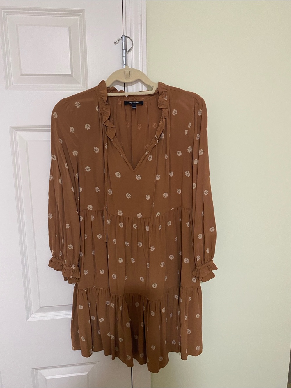 Madewell Rust Brown Floral Tiered Mini Dress